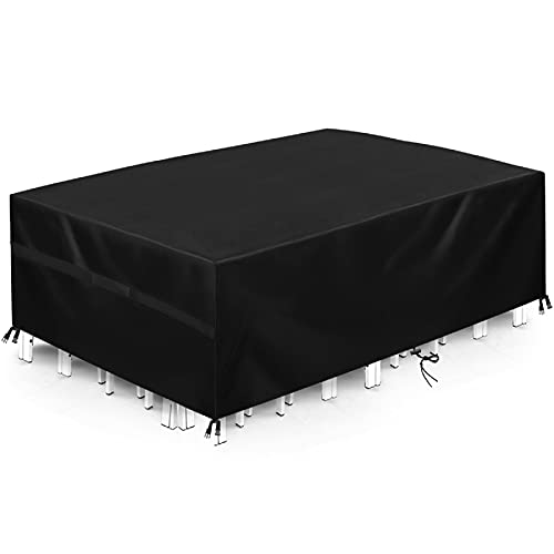 Outdoor Patio Furniture Covers Waterproof Extra Large Patio Set Table Covers Rectangular with 4 Windproof Buckles No Tears Anti UV No Fading (600D Oxford Fabric, 110 x80 x41 )