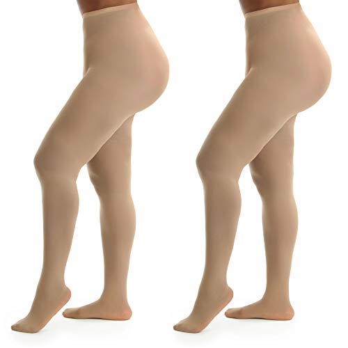 Image of Silky Toes Plus Size Tights for Women | 60D Soft Opaque Comfort Fit Pantyhose | Black or Colored 1-2 pairs | 1X-8X