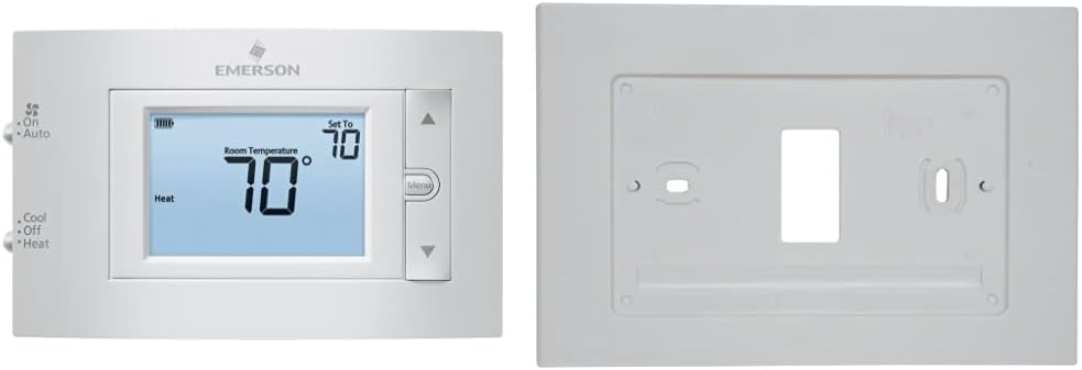 Emerson 1F83C-11NP Conventional 1H/1C Non-Programmable Thermostat & Plate for Sensi Wi-Fi Programmable Thermostat, White