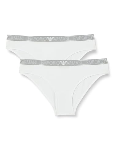 Emporio Armani Stretch Cotton Studs Logoband 2-Pack Brief Mujer, Blanco (White), XL