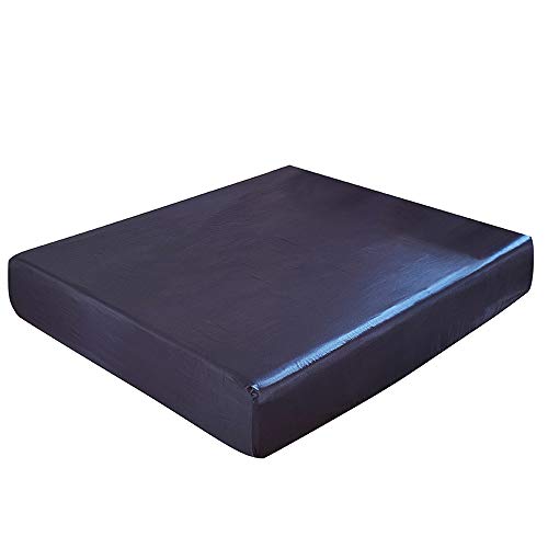 DOMDIL- Drap Housse en Satin, Anti-Rides, Doux et Confortable, 150 x 200 cm, Bleu foncé Cover