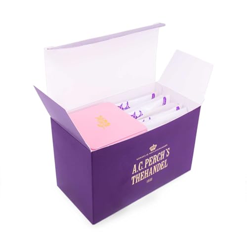 A.C. Perch’s Indian Chai Tee – 10 Pyramiden-Teebeutel in klassischer rosa Teedose – Wärmende Chai-Mischung mit Zimt, Ingwer & rotem Pfeffer – Elegantes Geschenk oder Aufbewahrungsdose