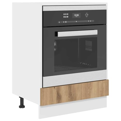 Tomostar Armoire à Four, Meuble pour Four Meuble Bas de Cuisine en chêne Artisanal 60x46x81,5 cm en Bois reconstitué