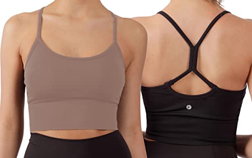 90 Degree By Reflex Womens Seamless Cami Longline Bra - Round Neck Workout Racerback Tank Top