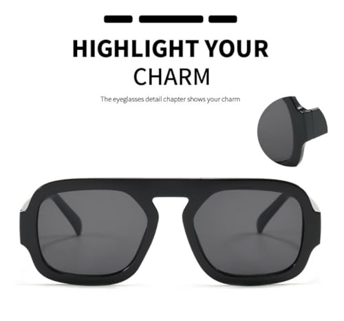 IKANOO 4 Pieces Retro 70s Square Aviator Sunglasses for Women Men Flat Frame Trendy Square Sun Glasses Vintage Shades ﻿3