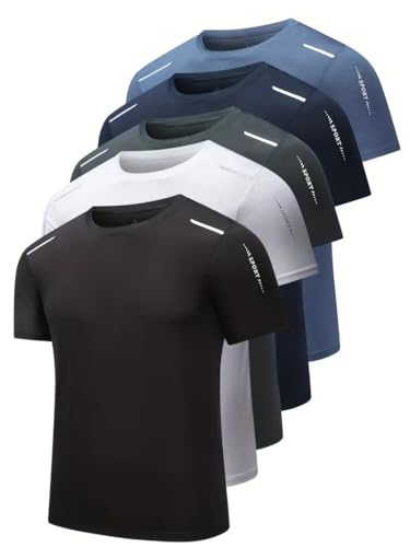 Camisetas Deportivas De Seda De Hielo De Secado Rápido Para Hombre, Camiseta Atlética De Manga Corta Que Absorbe La Humedad Para Correr, Entrenar 1 Pieza , Negro, 4x-Large