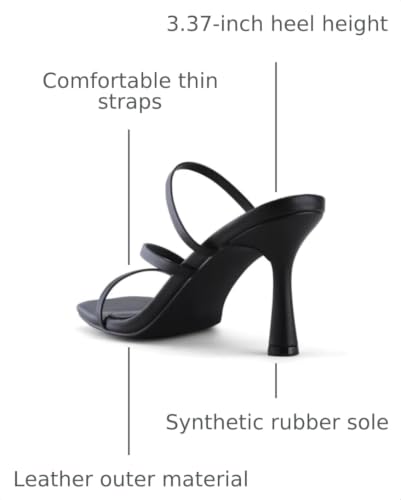 Image of Shoe'N Tale Strappy Kitten Heels For Women Stiletto Mules Square Open Toe Slip On Sandals