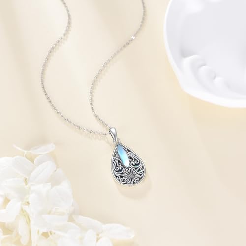 ONEFINITY Filigree Moonstone Necklace 925 Sterling Silver Bohemian Irish Celtic Necklace Abalone Shell Filigree Jewelry Gifts For Women4