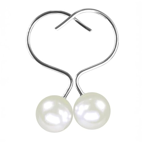 White Pearl Shower Curtain Hooks: Round Decorative Curtain Rings, 12Pcs