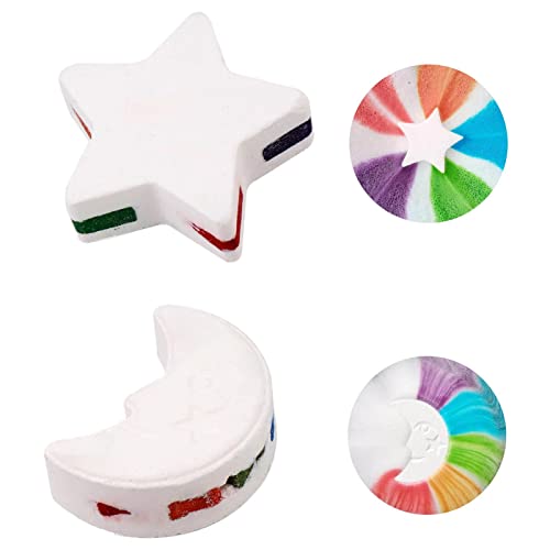 Conjunto de bombas de banho multicoloridas, nuvem e estrela, explosão de banho com ingredientes limp