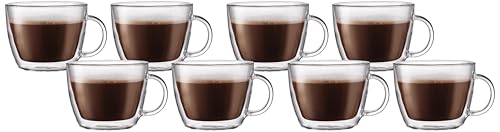 Image of Bodum 15oz Double Wall Latte Mug, High-Heat Borosilicate Glass, Set of 2, Clear (Pack of 4)