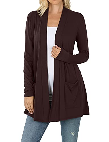 Image of Women's Open Front Cardigan Long Sleeve with Pockets Casual Outwear