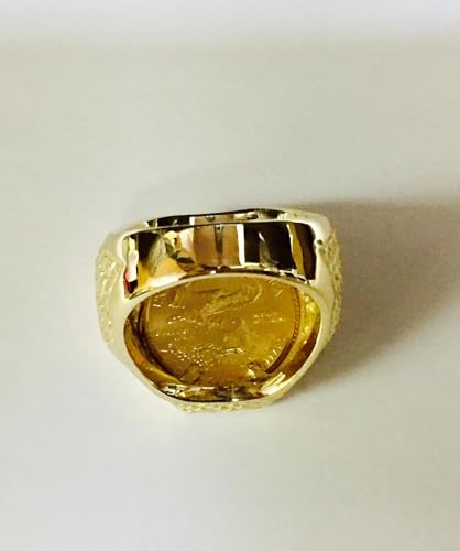 1/10 Oz American Eagle Coin in 14k Yellow gold finish Mens wedding engegment Ring2