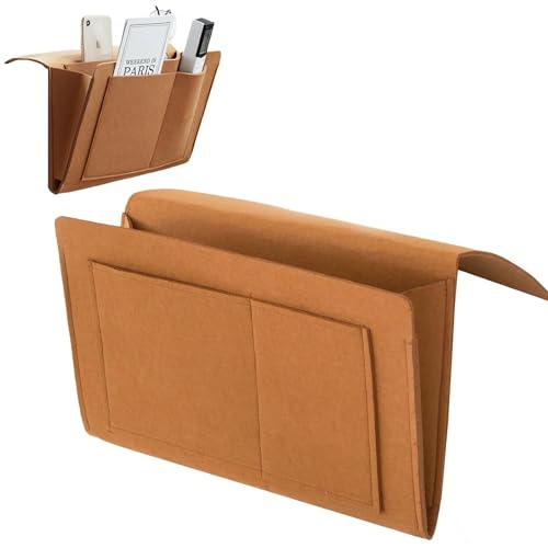 HhBdy Kieszeń do przechowywania łóżka, 20 x 32 cm, filcowy organizer do przechowywania przedmiotów do sypialni, z 5 kieszeniami na telefon komórkowy, iPad, pilot zdalnego sterowania, książki, okulary