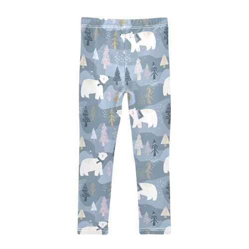 senya Girls Printed Leggings Yoga Pants Polar Bear Tree Pattern for Kids in 4t to 10 Years, 4T2