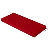 PRIMEPATIO Bankauflage Outdoor, Bequeme Schaumstoff Bankkissen Sitzauflage, Wasserdicht Sitzkissen, Hollywoodschaukel Auflagen mit Bändern, Verdicktes Polster für Gartenmöbel 120x40 cm, Rot