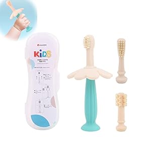 Nano kindertandenborstelset, babytandenborstelset, siliconen zachte tandenborstel, antislip design, met opbergdoos en 3 reservekoppen, geschikt voor de mondverzorging van kleine kinderen en baby’s