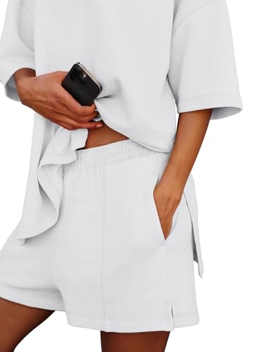 Image of COCCKO Womens Shorts Sets Matching Lounge Two Piece Outfits Summer Cute Casual Vacation Short Sleeve 2 Piece Set