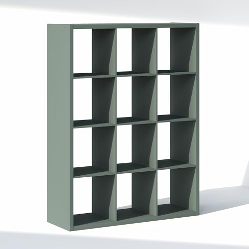 Image of Furinno Cubic Extra Thick 12-Cube Closet Organizers and Storage, Sage Green | 14.6 x 44 x 58 in, Open Shelf Closet Storage, Closet Organizer, for Wardrobe, Bedroom, Living Room