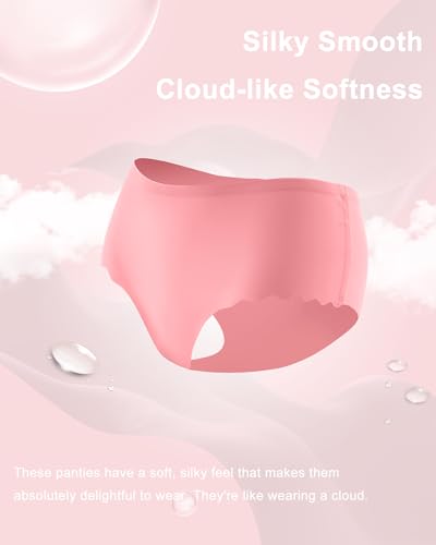 Image of Sth Big High Waisted Seamless Underwear for Women No Show Panties Cheeky Scalloped Edge Bikini Breathable Briefs 6 Pack