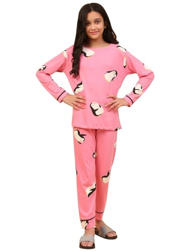 Image of Ninos Dreams Cotton Girls Full Sleeves Coord Set ! Night Suit for Girls ! Tshirt with Jogger Set
