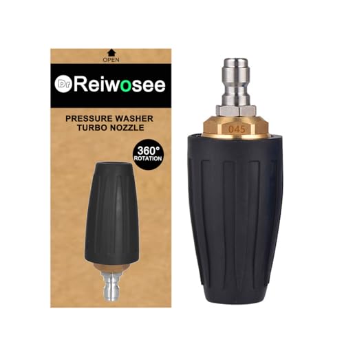 Drehbare Turbo Düse Universal Für Wasser Hochdruckreiniger, Düse Für Hochdruckreiniger, Verwenden Sie Einen 1/4' Schnellanschluss Turbowasher, 4000 Psi Hochdruckreiniger Düse Kaliber 1.311 mm(Schwarz)