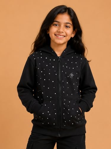 Image of Unisex Kids Solid Full Sleeve Zip Front Open Hooded Sweatshirt
