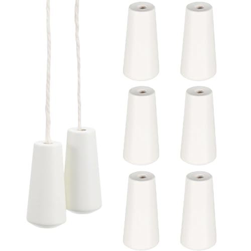 BNXF 6 Pack Blind Small Pendants Drops Pull End,Blind Pull Cord Ends,Wood Cord Tassel Window Blind Pull End,Window Blind Wood Cord Knobs for Bathroom Blinds Light and Shades Decoration(White)