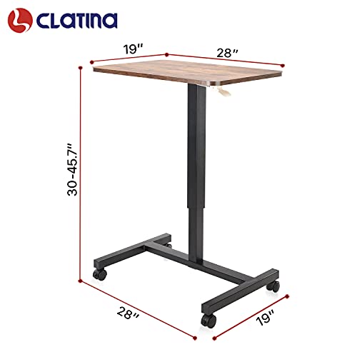 Image of CLATINA Mobile Standing Desk Adjustable Height, Portable Rolling Table on Lockable Wheels for Home Office Computer Workstation 28 inch x 19 inch Round Edge Design Elegant (White)