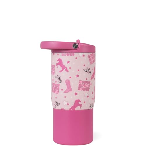 HydroJug Kids 14 oz Sport Water Bottle – Stainless Steel, Insulated, 100% Leakproof, With Carry Handle, BPA-Free – Kid-Friendly Design – Durable & Dishwasher Safe, Cowgirl