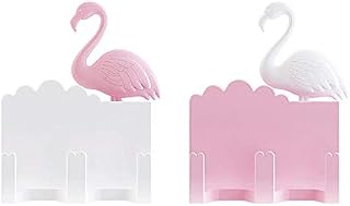 REOOHOUSE Self Adhesive Hooks Cute Flamingo Wall Hook Decoration for Home and Office Use for Kids & Adults 2 Pack (FLAMINGO)