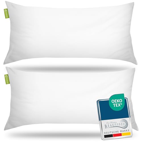 Beautissu BeauNuit NK - Set de 2 Cojines Almohadas 40x80 cm - Microfibra - Costura interior - Apto para alérgicos