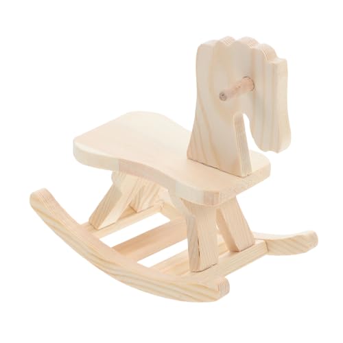 Veemoon 1 Juego juguetes de madera para montar caballos Caballito de madera sin terminar. estatua de caballo de madera caballo balancín sin terminar muñeca caballo balancín Beige