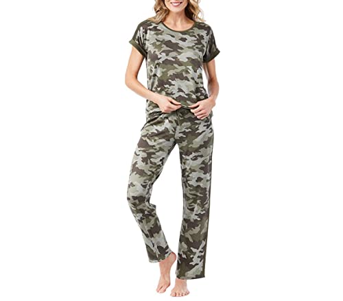 Lucky Brand Women's Pajama Set - 4 Piece Sleep Shirt, Tank Top, Pajama Pants, Lounge Shorts (S-Xl), Size Small, Camo #TOP17