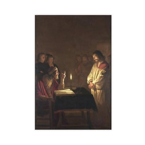 Poster Jesus Christ Before The High Priest pour habiller un mur vide avec art religieux baroque