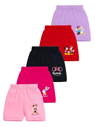 Image of Kuchipoo Disney Girls Regular Fit Cotton Shorts - Pack of 5