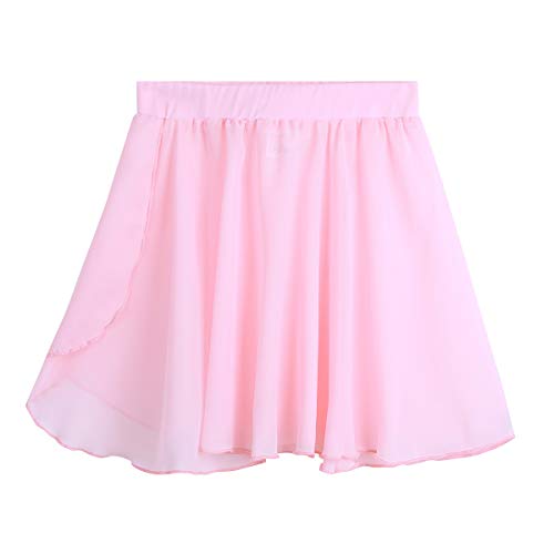 Yeahdor Tutu Jupe de Danse Classique Fille Jupe Courte Plissée Portefeuille Jupette Patinage Mousseline Dancewear 3-8 Ans Rose 5-6 Ans Cover