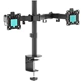 ONKRON Soporte Monitor Doble 13-32 Pulgadas, Carga Total 16 kg, Brazo 2 Monitores con VESA 75x75-100x100 mm, Brazo Monitor Escritorio Giratorio y Inclinable, Soporte Pantalla Ordenador Negro D221E-B