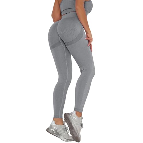 Leggings de yoga de cintura alta para mujer en color sólido elástico