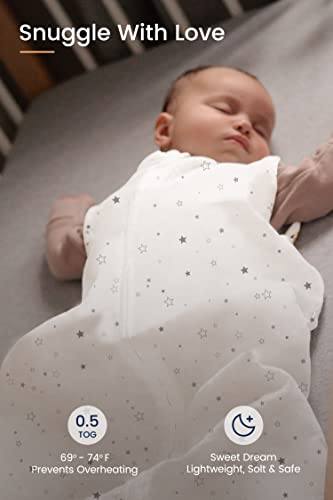 Image of TotAha Light Sleep Sack, Stretchy, Soft, Cozy Wearable Blanket Sleep Bag with 2-Way Safe Zippers for 0-6-12-24 Months 0.5 TOG