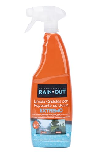 Rain Out Extrem Regenabweisend + Fensterreiniger 2in1 750 ml. Sichtbarkeit und Fahrsicherheit. Absolute Konzentration.