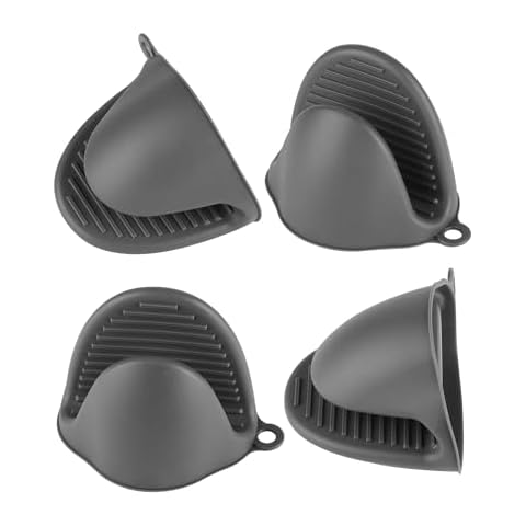 AOFUXTI 4pcs Silicone Oven Mitts - Cooking Pinch Grips, Oven Mitts Silicone Heat Resistant, Silicone Pot Holders for Kitchen (02-Gray) Cover