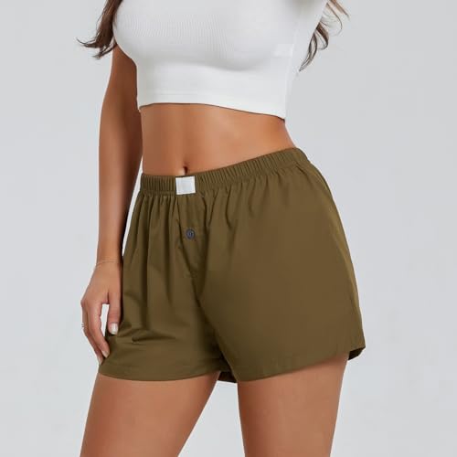 Image of Women Y2k Gingham Boxer Shorts Plaid Striped Cute Mini Bloomers Elastic Waist Loose Fit Summer Shorts