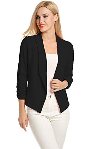 Menxx-Largewomen's Open Front Draped Asymmetric Blazer Jacket (Xl, Black)'' } #TOP29