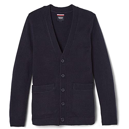 French Toast boys Anti-pill V-neck (Standard & Husky) School Uniform Cardigan Sweater, Navy, 10 12 US
