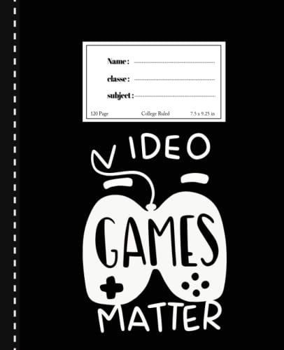Composition Notebook Black White Video Gaming Themed Comp Book: Ruled Lined Paper 120 pages 60 sheets) 9-3/4 x 7-1/2 inches: For Kids, Teens, and Adults