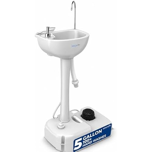 SereneLife Portable Hand Washing Station, 100+ Hand Washes, Hands-Free Foot Pump, Soap Dispenser, and Drain Hose, Ideal for Outdoor Events, Camping, Boating and Worksites