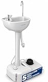 SereneLife Portable Camping Sink with 19L (5+ Gallon) Water Tank, Hands-Free Foot Pump, Soap Dispenser & Towel Holder, Compact Design with Carry Handle – Perfect for Camping, Worksites, Outdoors