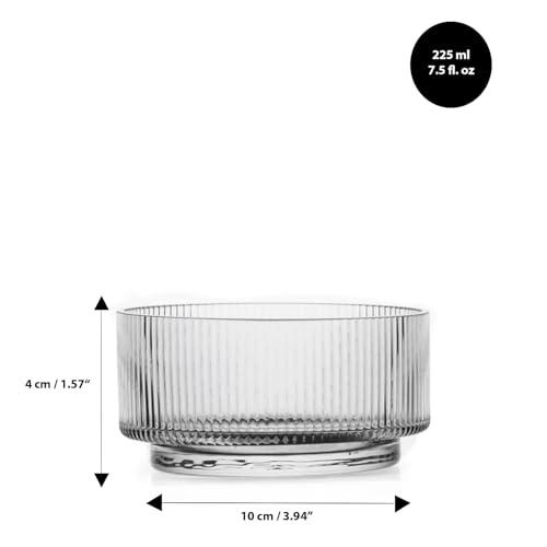 Striped Stackable Crystal Bowl- - Elegant Chic 1950s Retro Style - Perfect for Dips, Nuts, Desserts, Sauces - Lead Free and Dishwasher Safe 10CM Set/4 (Clear) by B BRILLI BRILLIANT - Image 3