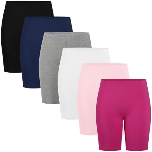 6 Pack Girls Shorts Bike Athletic Long Biker Shorts Toddler Kids Teen